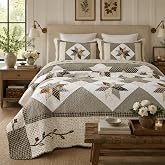 Brandream King Size Luxury Patchwork Quilts Cotton Farmhouse Quilted Comforter Set Vintage Quilt Bedding Set