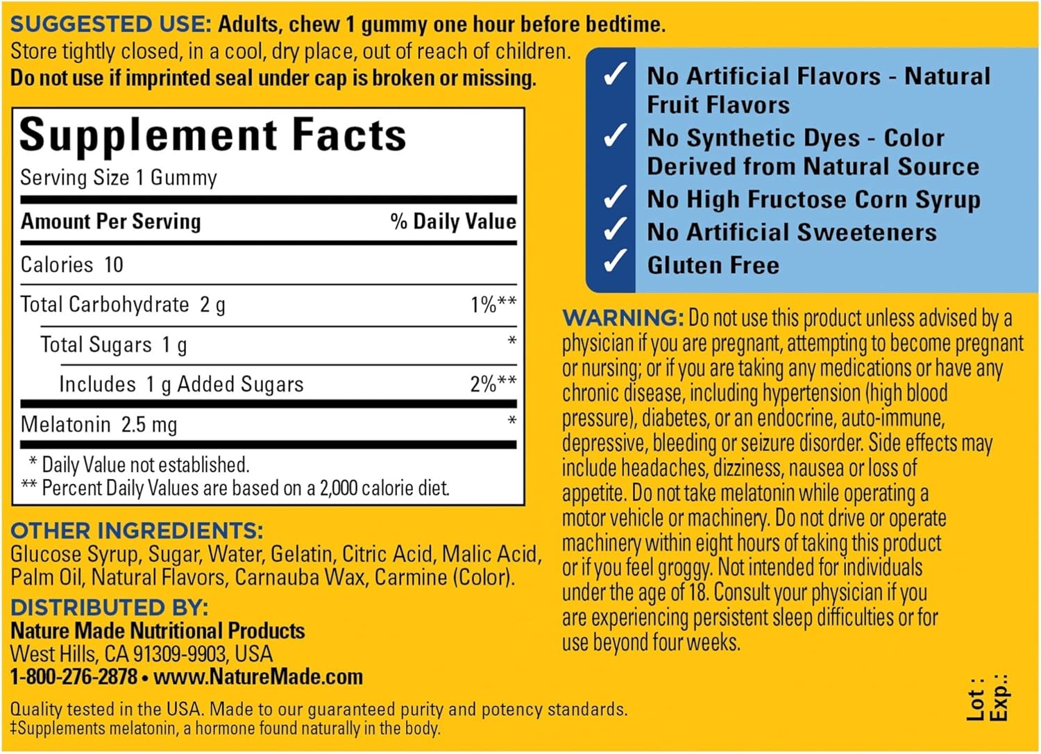 Nature Made Melatonin Gummies 2.5 mg, 80 Count for Supporting Restful Sleep: Health & Personal Care