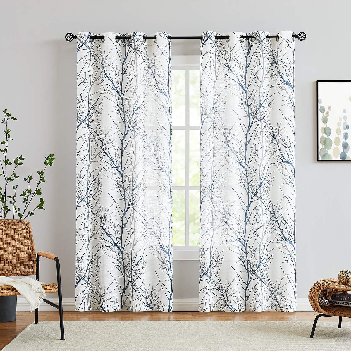 QITERI Curtain Rod 38"-72" for windows 2 Pack with Twisting Cage Finials , 3/4" Adjustable Single Window Rod 38"-72" with Twisting Cage Finials,Black Drapery Rod of Window Treatment,2 Pack: Home Improvement