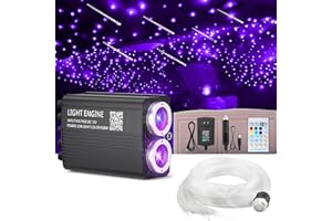 Starlight Headliner Kit 500 Piece 32W Twinkle & Meteor 2-in-1 Light Engine Shooting Stars RGBW Fiber Optic Strands Music Sync