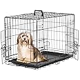 Sweetcrispy 24-Inch Double-Door Iron Dog Crate – Heavy-Duty Metal Kennel with Secure Locks, Foldable Design, & Removable Tray for Easy Cleaning, Durable Pet Cage for Home or Travel