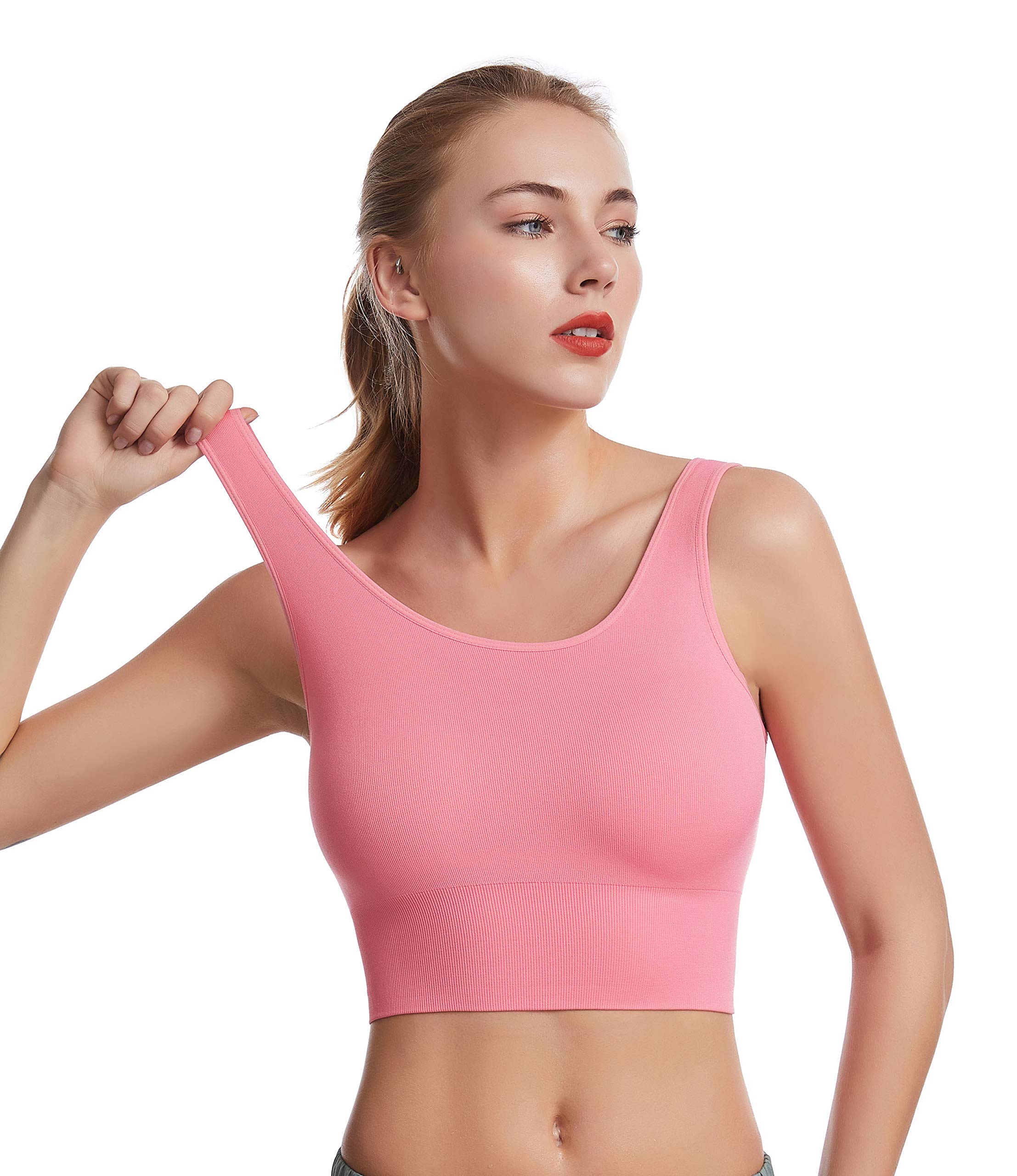 COMFY BRA Women's Light Support Seamless Sport Bra Wireless Yoga Bralette Top