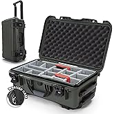 NANUK 935 Hard Case with Padded Divider – Waterproof Equipment Case with Wheels, 22” x 14” x 9” – Dustproof and Impact Resistant, Airline Carry-On Approved – Olive