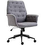 HOMCOM Modern Tufted Home Office Chair with Lumbar Support and Arms