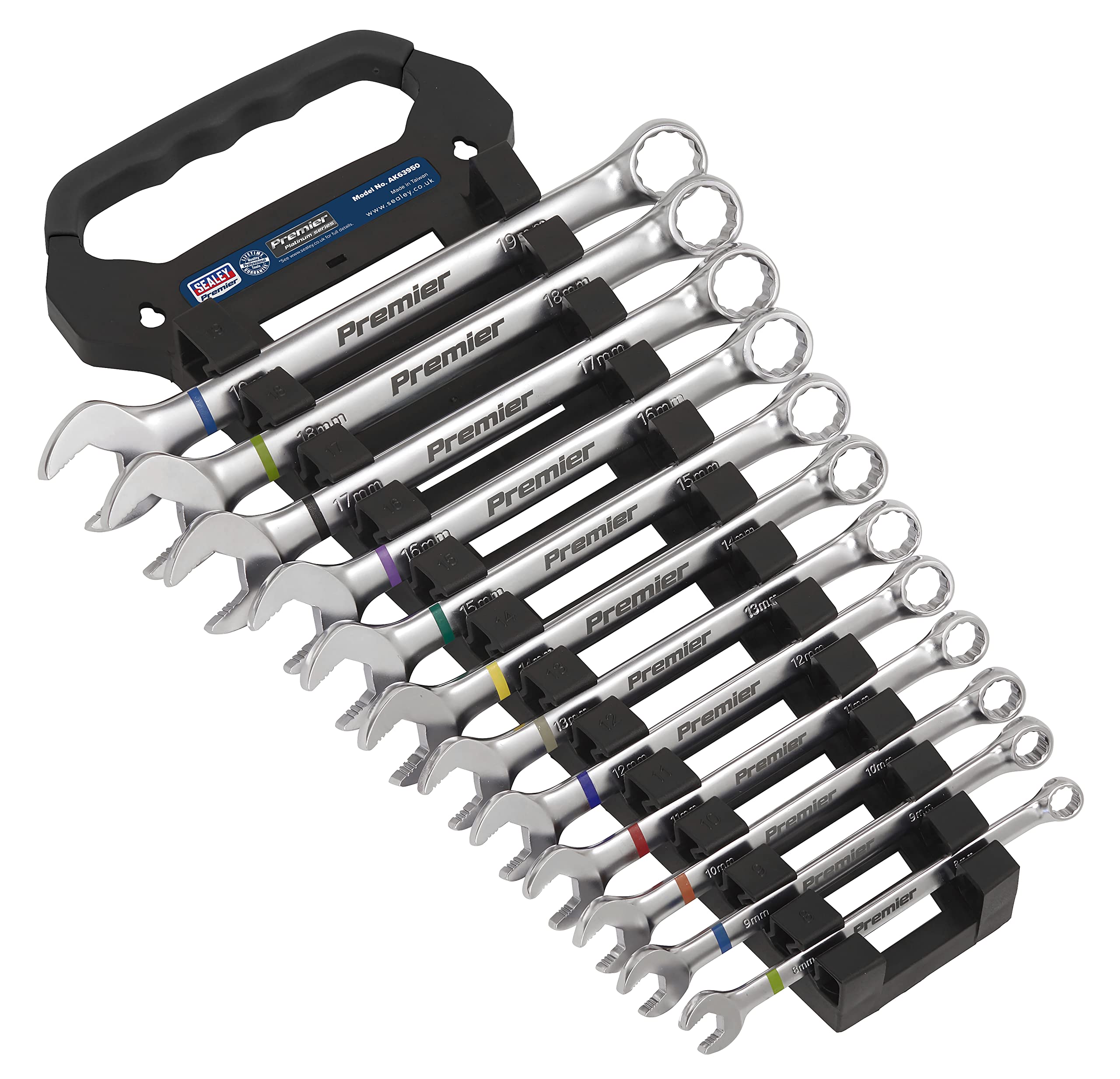 Sealey Combination Spanner Set Anti-Slip, 12pc Metric - Platinum Series - AK63950