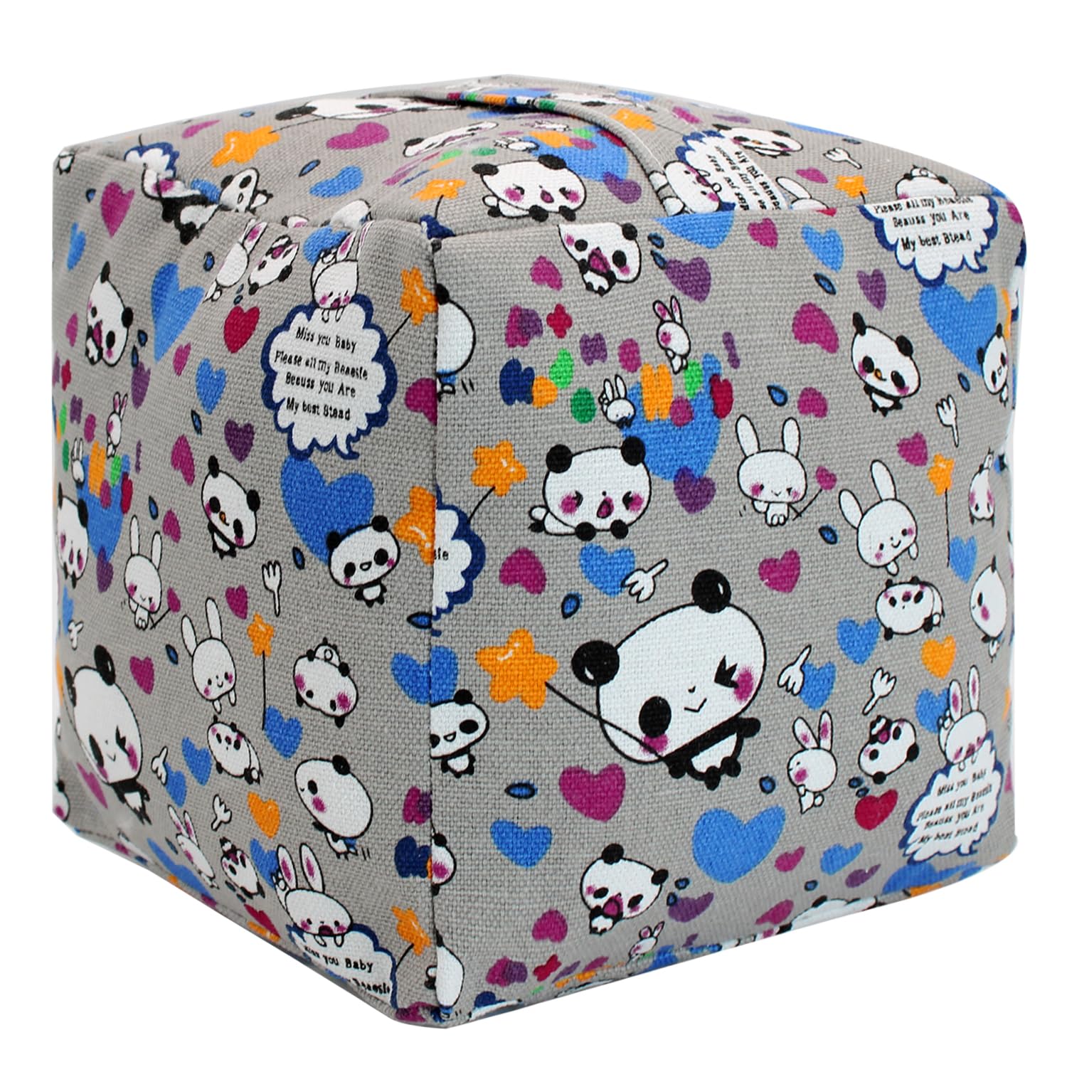 Decorative Door Stopper, Weighted Fabric Door Stopper with Handle, Heavy-Duty Square Door Floor Stop for Bedroom, Living Room, Interior, Doors (Panda)