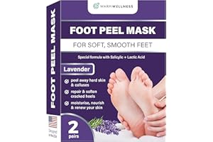 WARMWELLNESS Foot Peeling Mask – Lavender Exfoliating Treatment Booties for Callus Removal & Renewal of Dry, Cracked Feet – Dermatologist-Inspired Moisturizing Spa Therapy for Men & Women (Lavender 2 Pairs)