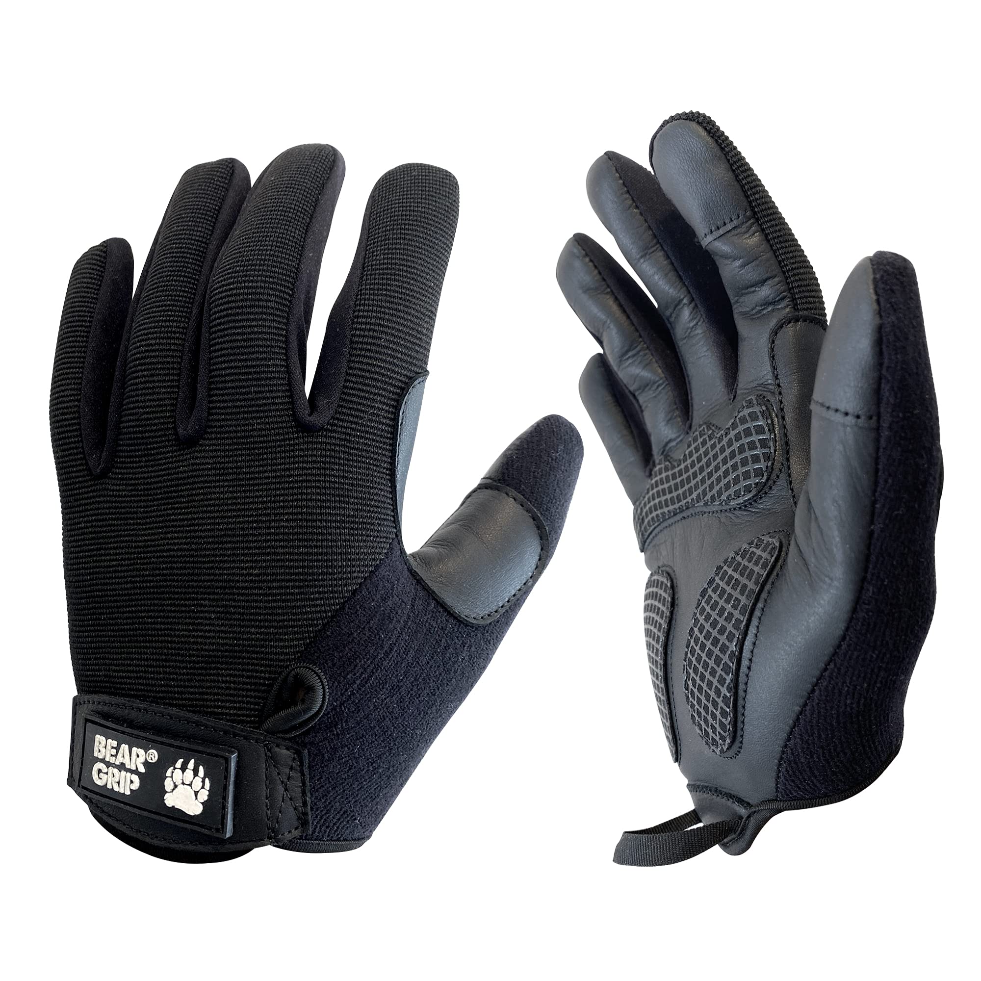 BEAR GRIP - Weight Lifting Gloves with Gel Padded Palms for Multi-Sport Workouts, Bodybuilding, Crossfit, Calisthenic, Cycling, Full Palm Anti Slip Protection (Black, XL)