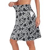 KORALHY 20" Knee Length Skorts Skirts for Women, High Waisted Tennis Athletic Skirt with Zipper Pocket