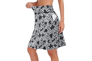 KORALHY 20" Knee Length Skorts Skirts for Women, High Waisted Tennis Athletic Skirt with Zipper Pocket