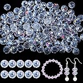 Yumttero 200 Pcs 8mm Assorted Colors Rondelle Glass Crystal Beads Loose Craft Bead for Bracelet Necklace Earring Keychain DIY Jewelry Making,Crystal AB