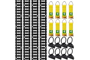 TOWMAX 8' E Track Tie Down Rail Kit with Accessories (20 Pack) - Heavy Duty E Track Bar Rails - 4 ETrack Rails with 8 O Rings & 8 Rope Tie Offs - E Tracks Rail for Securing Cargos, Motorcycles, Bikes