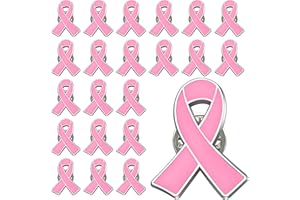JOIXY 25/50/100/200 pieces pink ribbon pins breast cancer awareness enamel lapel pin for Women Pink Ribbon brooch Pins Pink Hope Ribbon Metal Medal for Charity Recognition, Public Event, Fundraiser, Survivor Movement