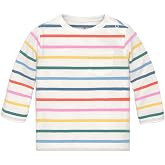 Primary Baby Long Sleeve Rainbow Stripe Tee, Cotton Jersey | Unisex, 3M to 18M, incredibly soft and breathable with a chest pocket, layers under everything all season