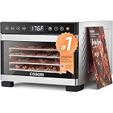 Cosori Food Dehydrator, 5 Stainless Steel Trays, 3.1 ft&sup2; Drying Space | 176&deg;F Temperature Control, Horizontal Airflow, 4 Presets, 48H Timer, No Plastic Contact with Food, Compact Design