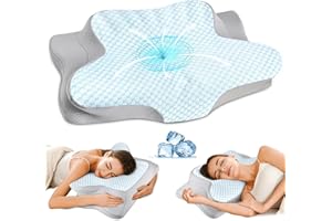 YLEKTO Cervical Pillow for Neck Pain Relief - Ergonomic Pillow for Sleeping Side Sleeper Pillow for Adults, Contour Neck Pillow Cooling Memory Foam Pillows, Orthopedic Bed Pillow for Back Stomach Sleepers