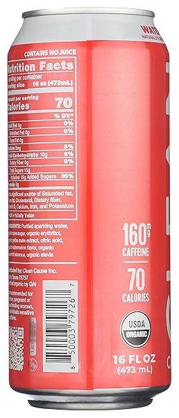 CLEAN CAUSE ORGANIC SPARKLING WATERMELON MINT YERBA MATE, 16 FZ
