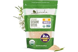Kevala Raw Sesame Seeds Unhulled - Crunchy Seasoning with a Nutty Flavor for Healthy Snacks and Noodles, Convenient Resealable Bag for Easy Storage, Fresh Vegan Pantry Staple, 2 lb, 32 oz