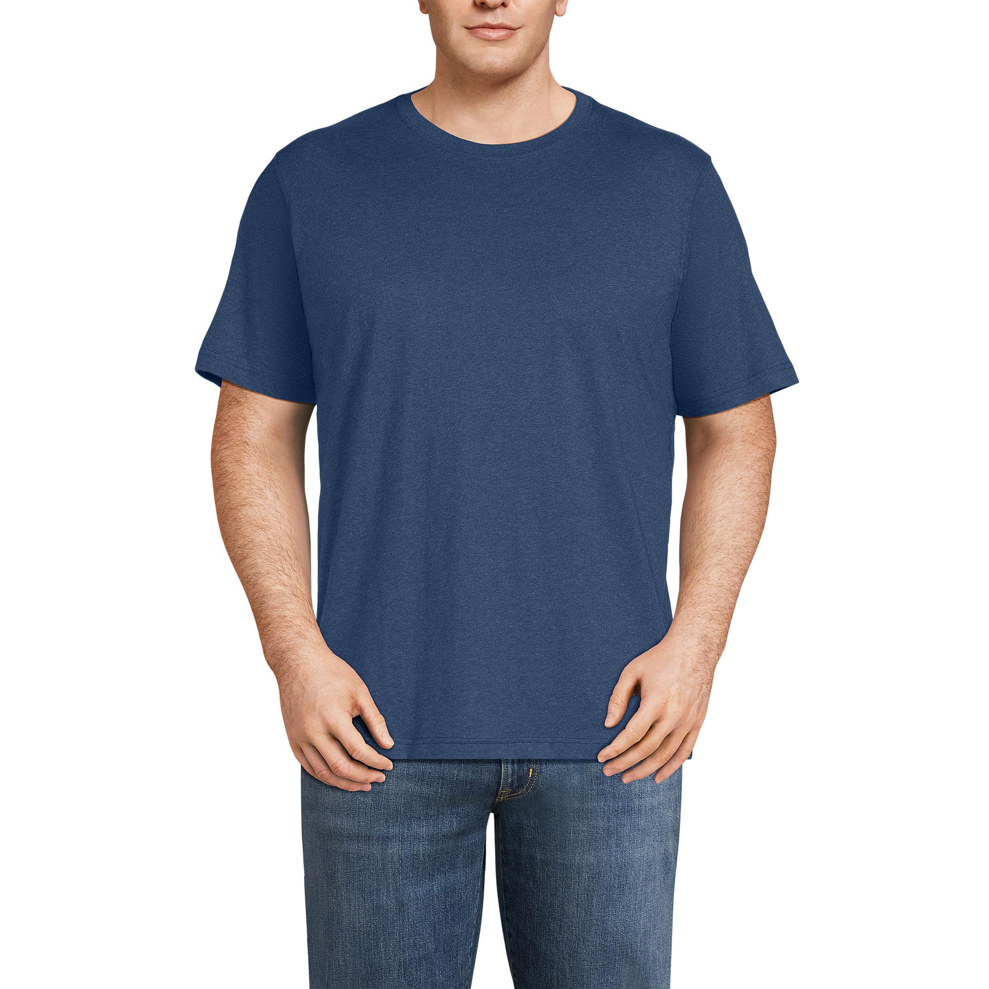 Lands' End Mens Short Sleeve Super-T Tee Nautical Blue Heather Regular X-Large Image