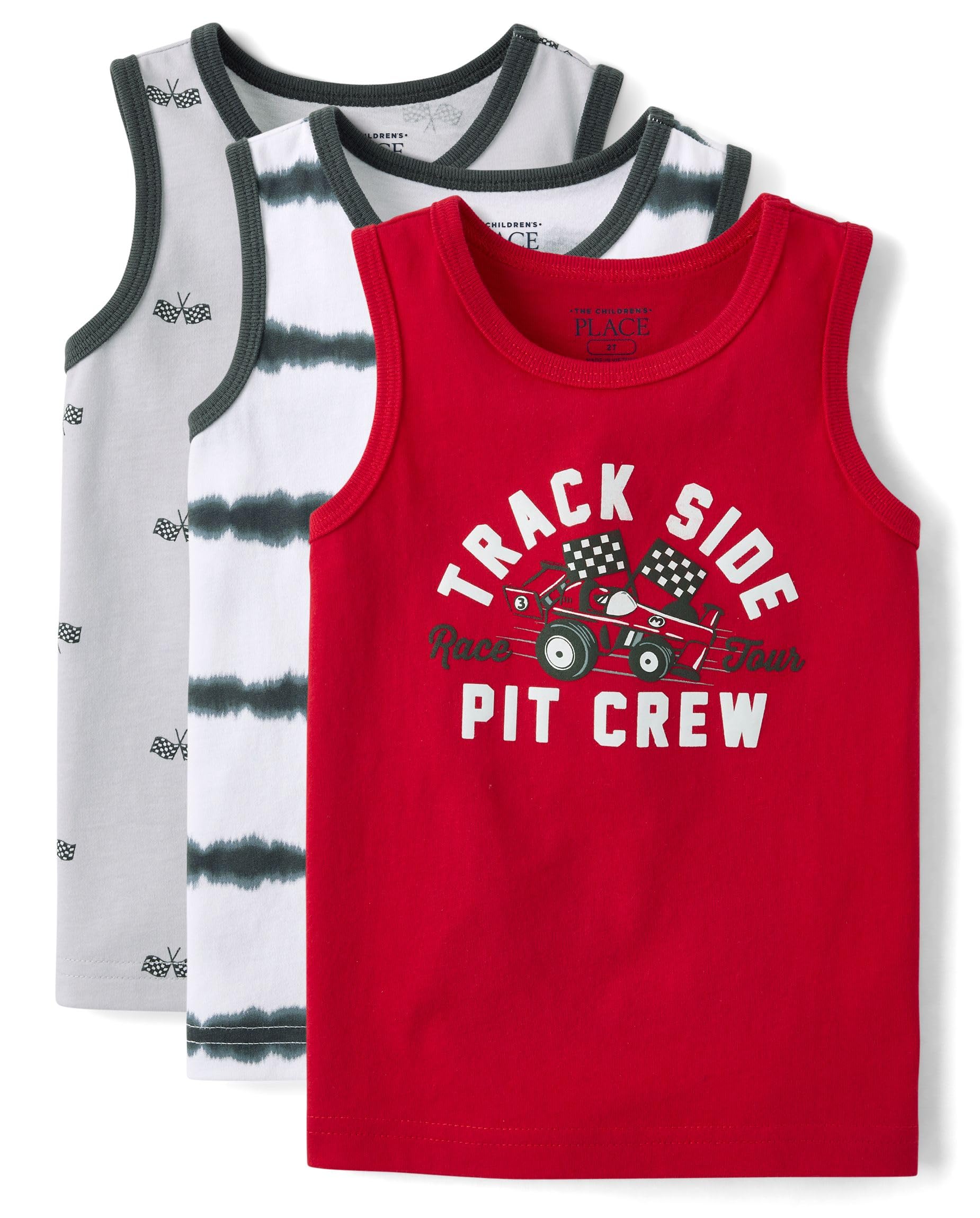 The Children's Place,Baby Boys,and Toddler Assorted Sleeveless Tank Tops,Motoroil 3-Pack,6 Months,9 Months Image