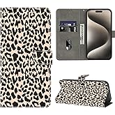 VODEFOX Case for Samsung Galaxy S24 FE,Galaxy S24 FE Phone Case Wallet,Cute Flip Folio PU Leather Protective Cover with Card Holder Magnetic Closure for Samsung S24 FE - Leopard