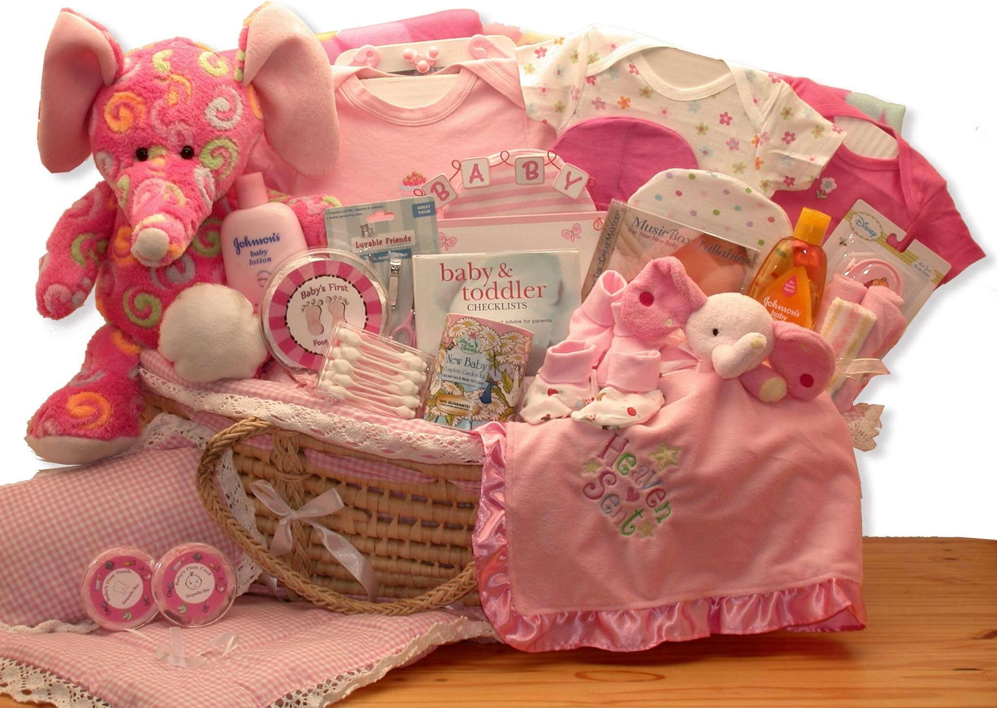 Deluxe Pink Baby Moses Carrier Baby Gift Basket