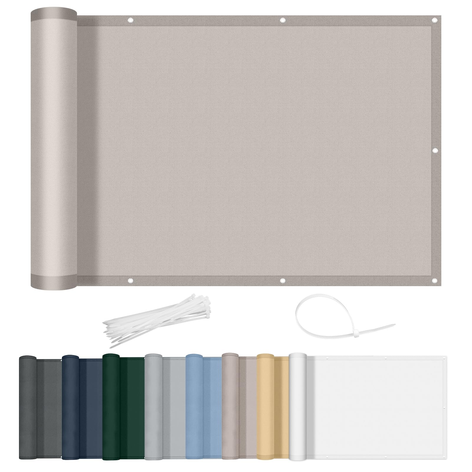 AXT SHADE Balcony Privacy Screen 90x400cm Waterproof Balcony Cover Wind and UV Protection with Cable Ties for Outdoor Terrace-Taupe