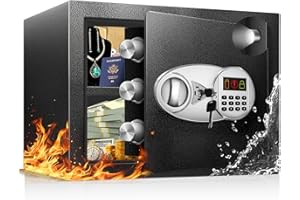 TOTOY 1.8 Cu Ft Fireproof Safe Box For Home Documents with Emergency Battery Box - Steel Security Small Safe Lock Box with Electronic Keypad, LED Sensor Light- Safety Box For Hotel Cash, Jewelry