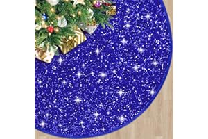 BlessedSeason Christmas Tree Skirt, 21 Inch Blue Tree Skirt Satin Skirt with Small Sequins, Small Tree Skirt for 3 4 5ft Tree, Christmas Tree Decoration