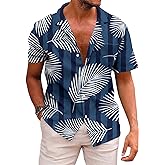 KYKU Hawaiian Shirt for Men Short Sleeve Button Down Summer Clothing Vacation Beach Shirts Stripe with Pockets