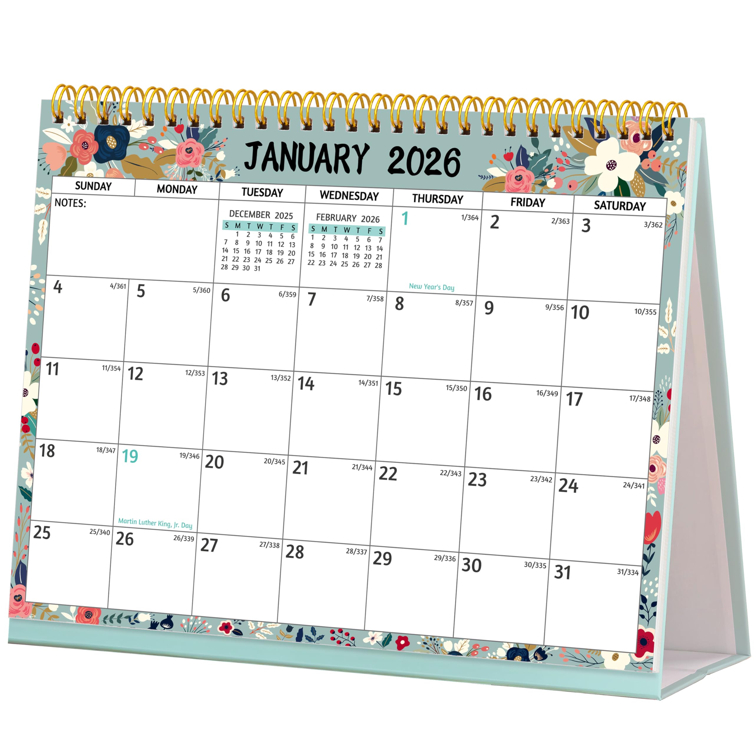 Photo 1 of 2026 Desk Calendar - Standing Flip 2026 Desktop Calendar, 10" x 8", Jan 2026 - Dec 2026, Large Calendar 2026 with Notes, To-dos, Yearly Overview, Thick Paper, Great for Easy Planning