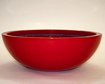 Elegant Einrichten Pflanzschale Fiberglas rund D55xH19cm hochglanz rot