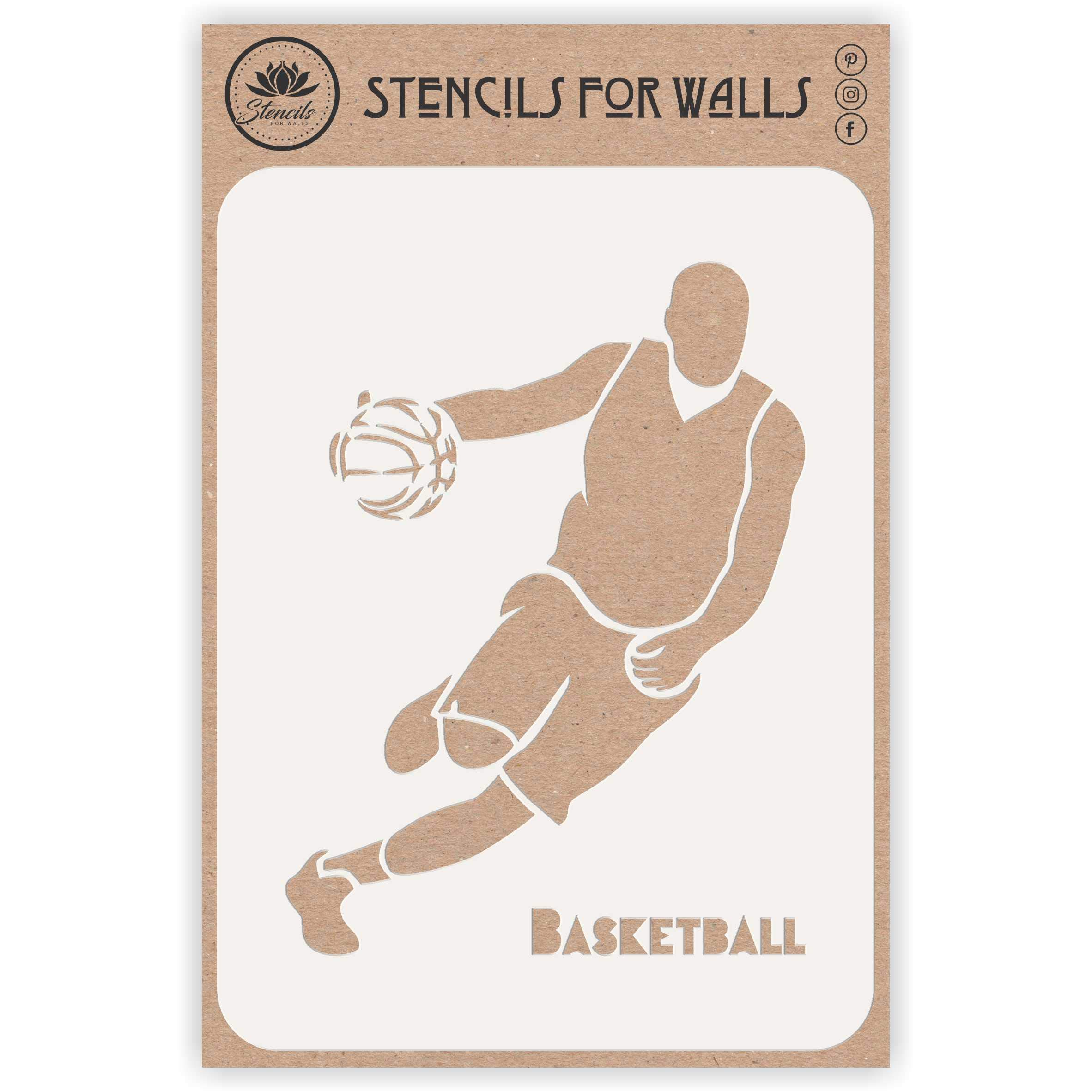 Basketball Stencil, 21.59 x 27.94 cm (L) - Athlete Basketball Ball Player Word Quote Stencils Template for Painting