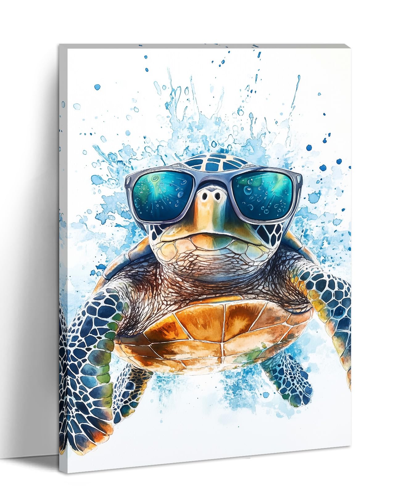 Funny Turtle Wall Art Sea Turtle with Glasses