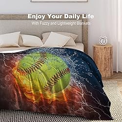 Softball On Fire and Water Sofa Throw Blanket