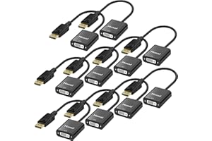 Moread DisplayPort (DP) to DVI Adapter, 10 Pack, Gold-Plated Display Port to DVI-D Adapter (Male to Female) Compatible with Computer, Desktop, Laptop, PC, Monitor, Projector, HDTV - Black