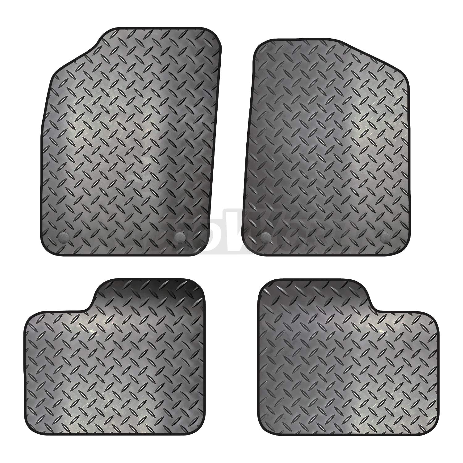 Carsio Rubber 4 Piece Car Mat Set For Fiat 500 2012+ Onwards with [4 Clips] Tailored Fit Floor Mat Complete Accessory Black Custom Fitted - All Weather & Heavy Duty, Anti-Slip Backing