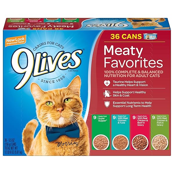 9LIVES MEATY FAVORITES VARIETY PACK, 5.5-OUNCE, 36-PACK