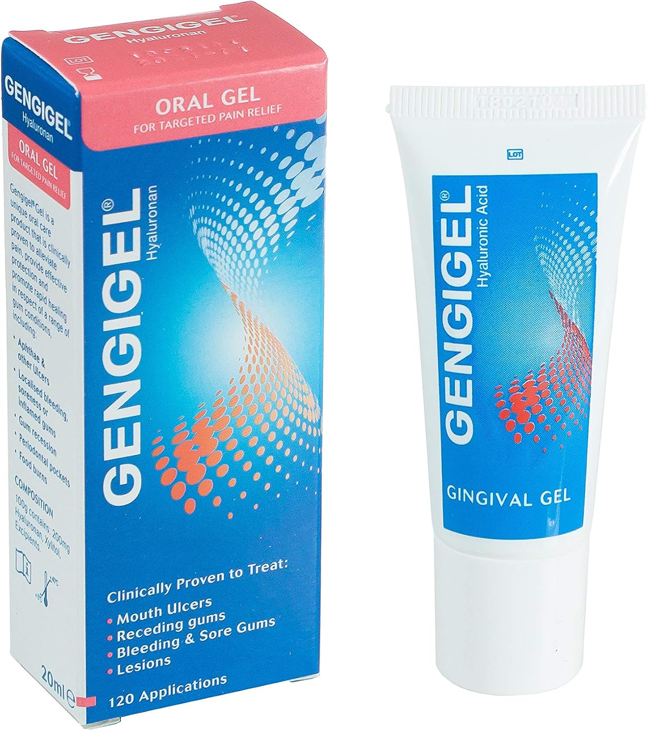 Gengigel Gingival Gel 20ml (Pack of 3), Hyaluronic Acid Mouth Ulcer Treatment for Adults Gum Repair & Gum Disease Support