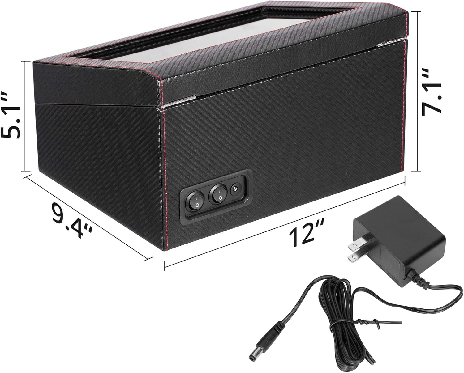 Automatic Watch Winder with 4 Quiet Running Motor Watch Winding Display+ 6 Flexible Watch Pillows Luxury Fiber Leather Storage Case for Man/Woman's Watches- AC Adapter: Watches