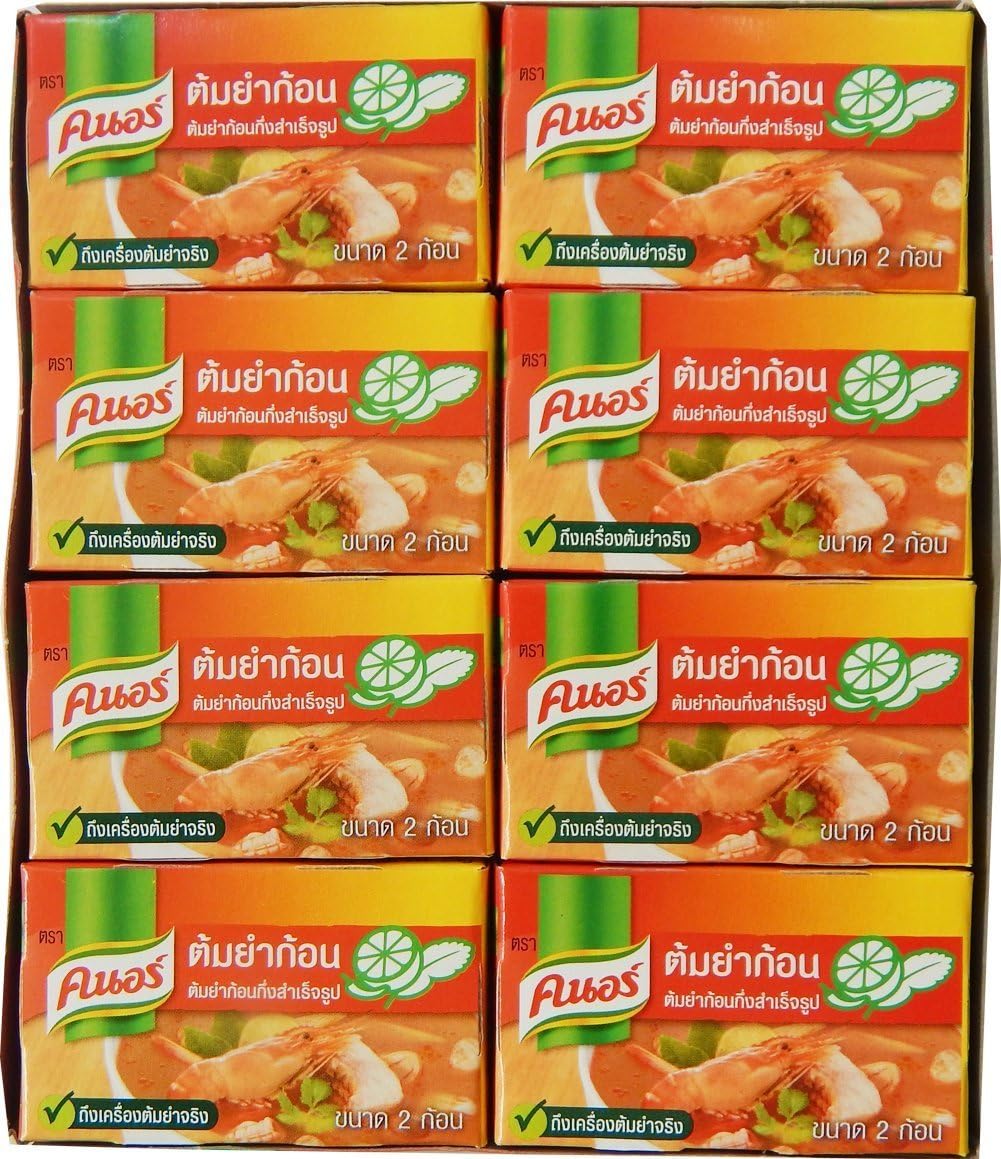 Knorr Tom Yum Seasoning Bouillon Cubes Sour Spicy Thai Food 0.85 oz.(24g.) Pack of 24