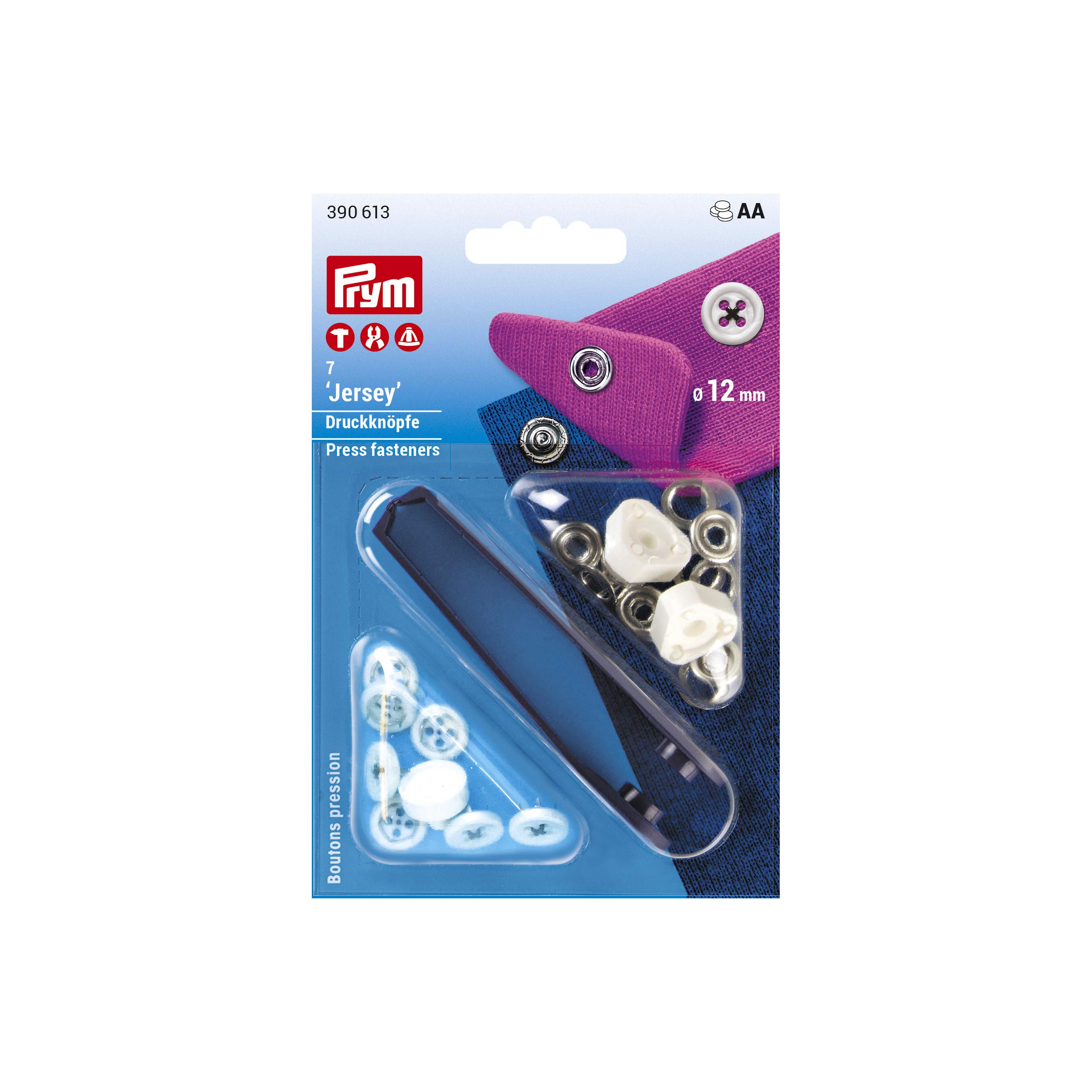 Prym Non-Sew Press Fasteners, Brass, White, Black, 15 mm