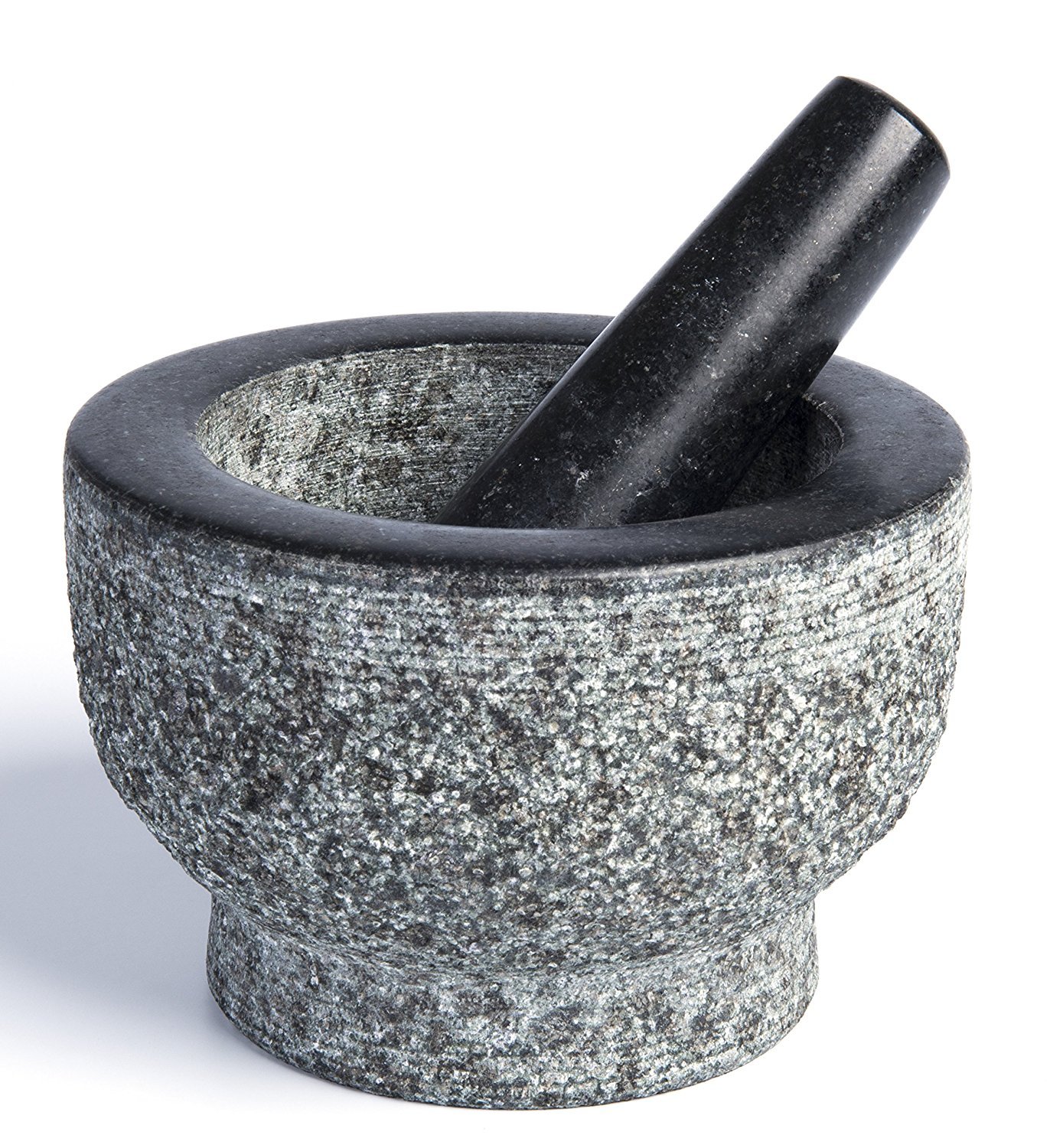 Granite Mortar and Pestle by HiCoup Natural Unpolished, Non Porous, Dishwasher Safe Mortar and