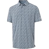 Mens Golf Shirts Short Sleeve Moisture Wicking Dry Fit Print Performance Athletic Casual Golf Polo Shirts for Men