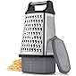 Zulay 4-Sided Cheese Grater With Container - Stainless Steel Box Cheese Grater With Handle & Removable Storage Box…