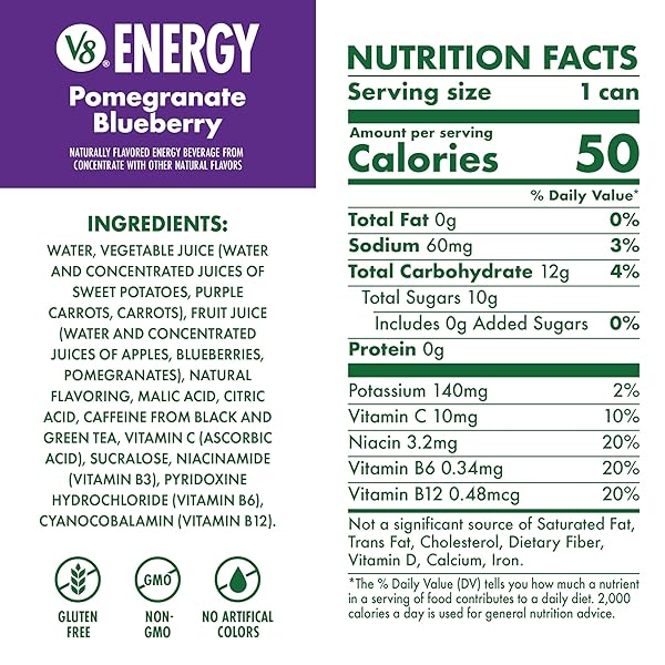 V8 ENERGY POMEGRANATE BLUEBERRY ENERGY DRINK, 8 FL OZ CAN
