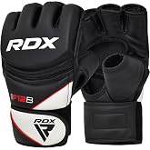 RDX MMA Gloves Grappling Sparring, Maya Hide Leather, Boxing Gloves Men Women Muay Thai Martial Arts Training, Half Finger Adjustable Mitts Wrist Support Kickboxing Cage Fighting Punching Bag Workout