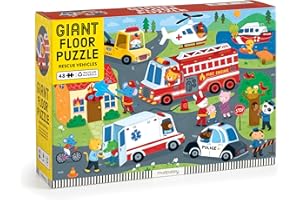 Mudpuppy Rescue Vehicles – 48 Piece Giant Floor Jigsaw Puzzle Featuring A Colorful Scene of Different Kinds of Rescue Transportation Vehicles and Adorable Rescue Characters