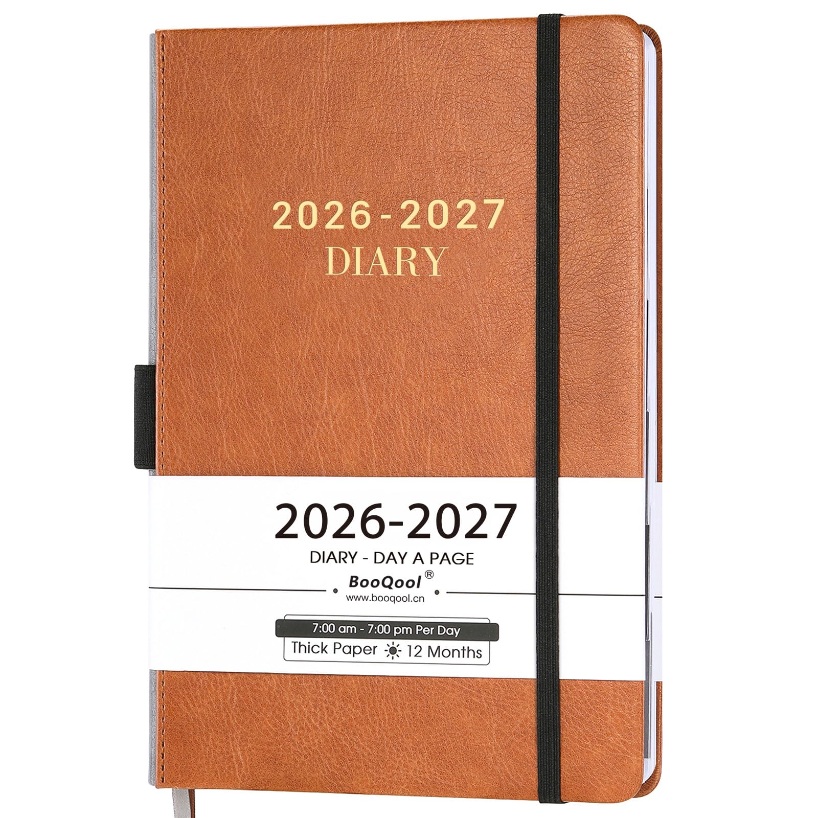 Diary 2026-2027 - A5 diary 2026-2027 day per page from July 2026 to June 2027, Productivity planner 26-27 with Monthly Tabs, 14.8cm × 21.4cm - Brown