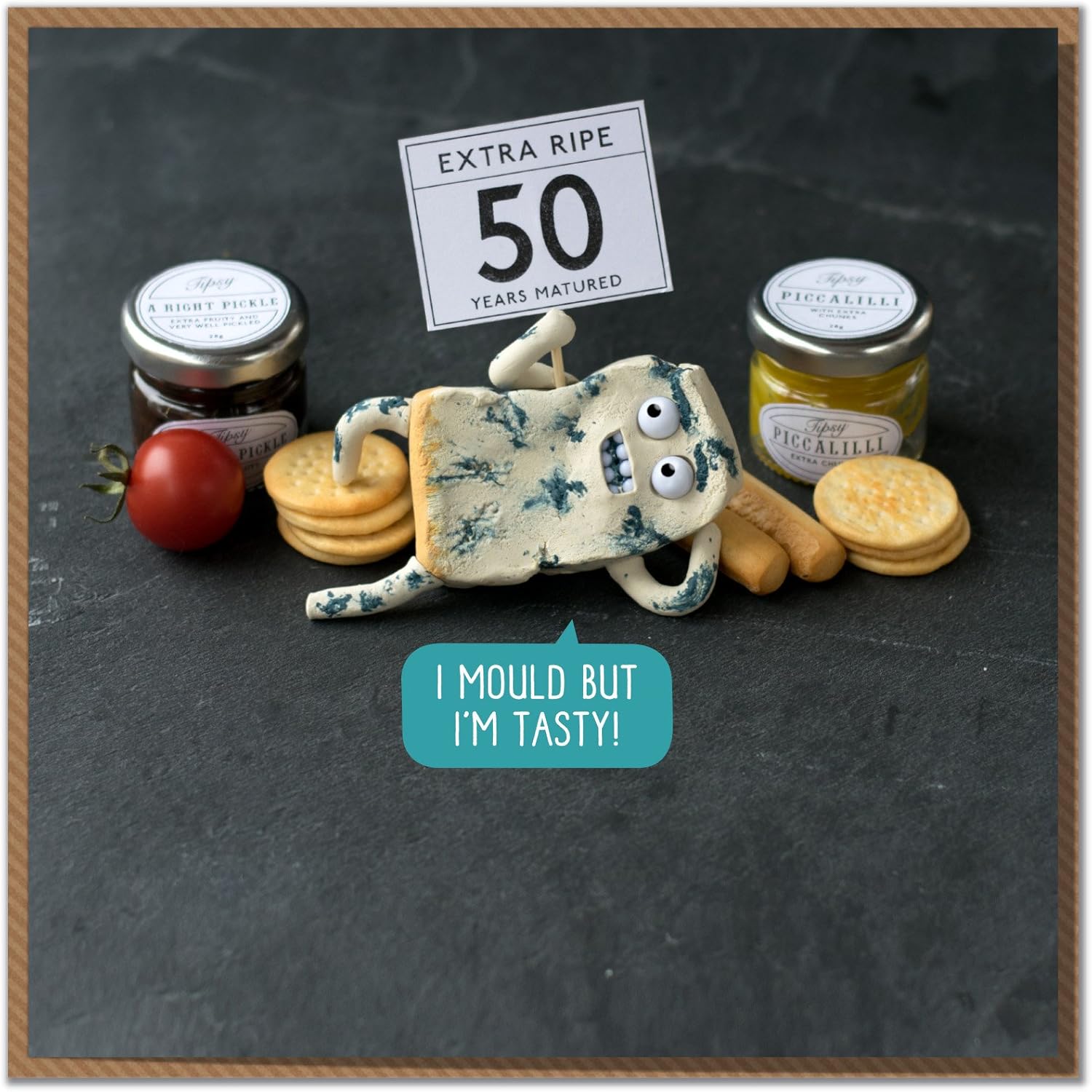 Mungo and Shoddy "50 - I Mould But I'm Tasty!" Cheesy 50th Birthday Card, Multicolour